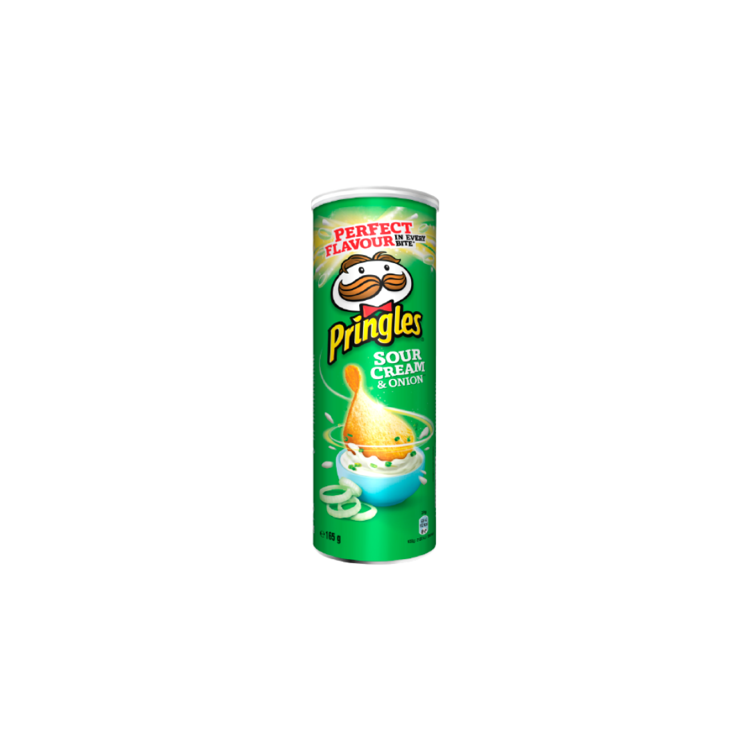 PRINGLES CHIPS 165G SOUR C/ONION 19X165GM